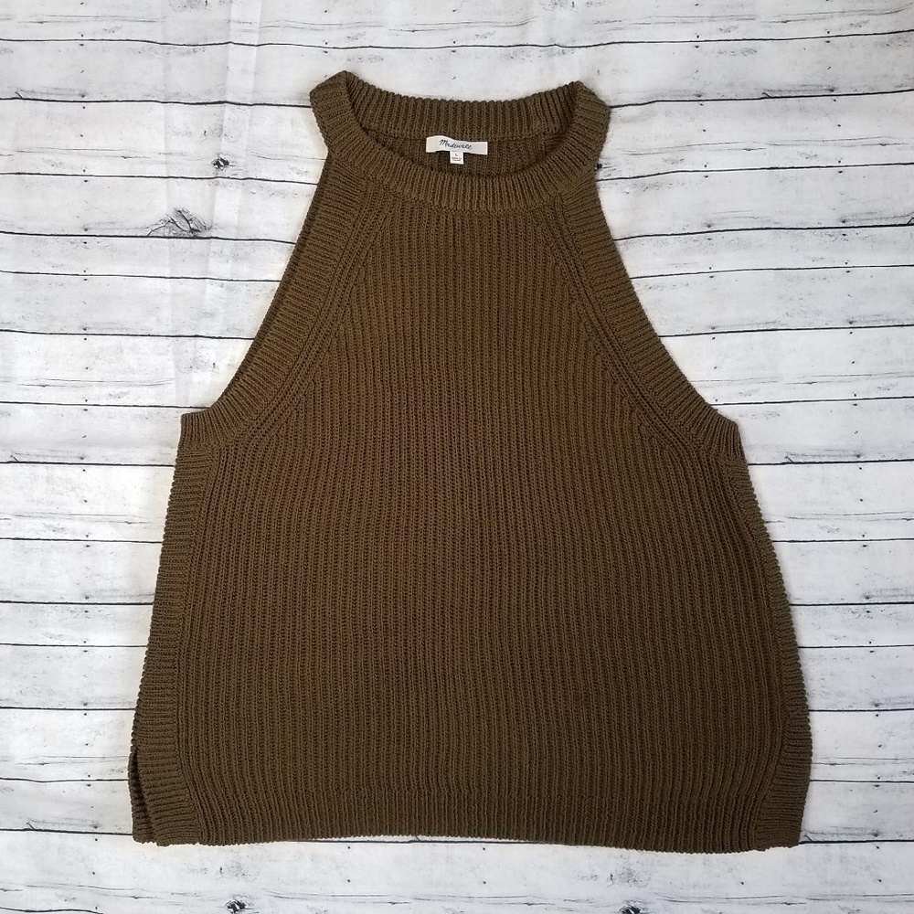 Madewell | olive green knit sleeveless top
